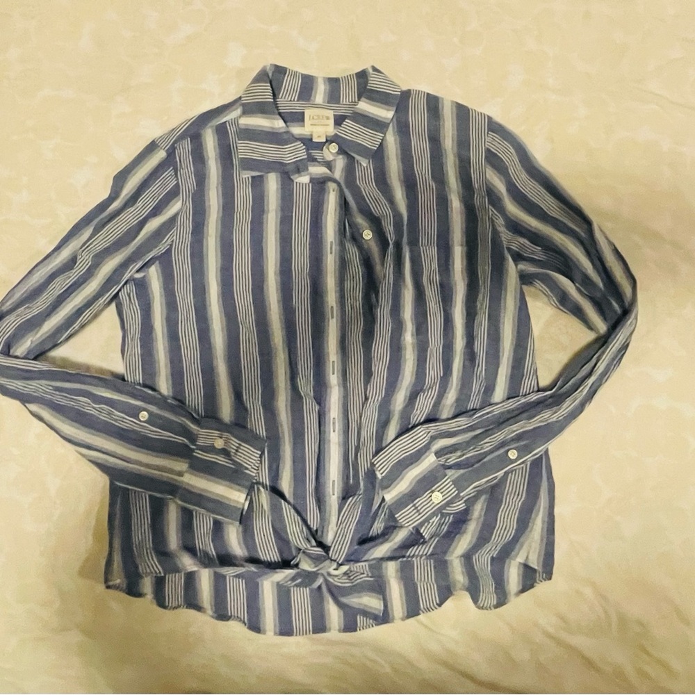 J. Crew Navy and White Striped Shirt